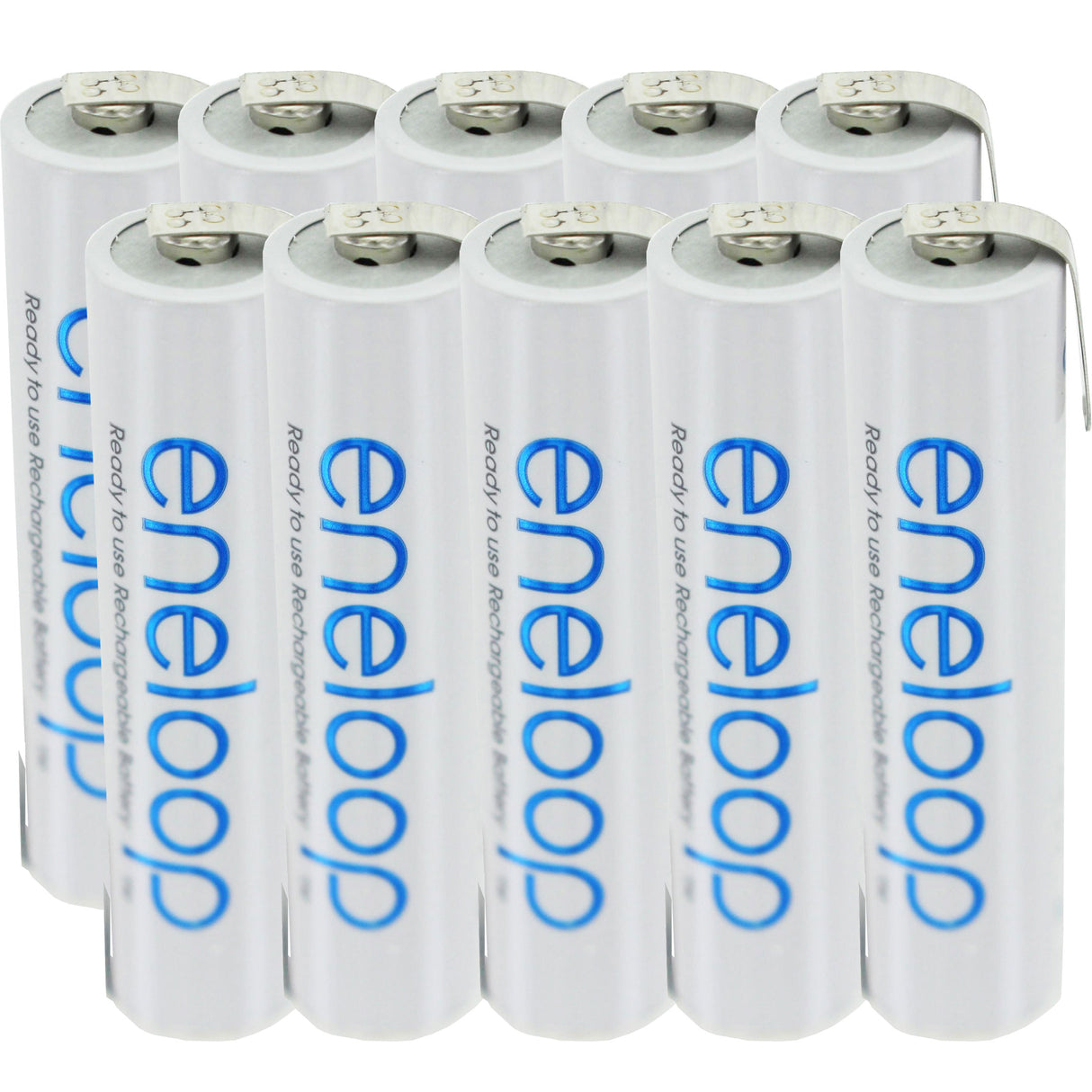 10er Pack Panasonic eneloop Standard ehem. Sanyo AAA Micro LR03 NiMh Akkus mit Lötfahnen in Z-Form