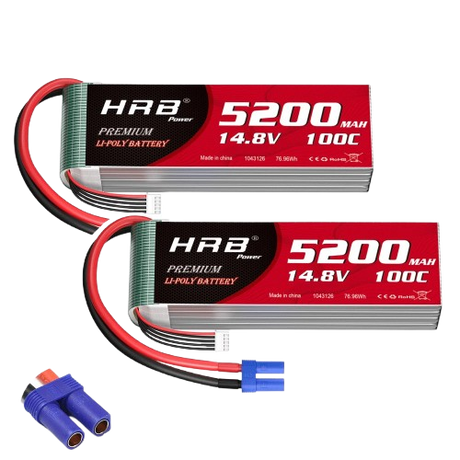 HRB 14,8V 4S 5200mAh LiPo-Akku 100C mit EC5-Stecker (2 St.)
