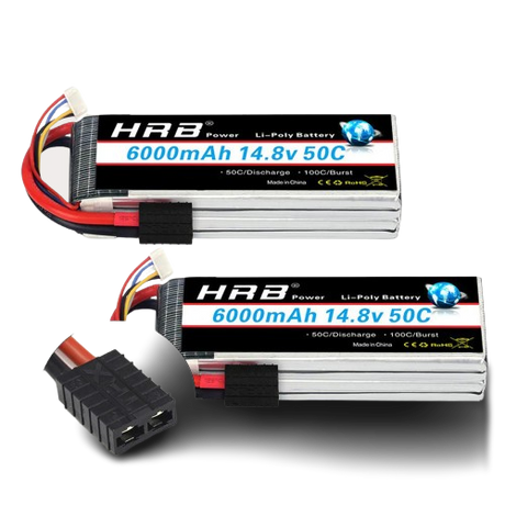 HRB 14,8V 4S 6000mAh 50C–100C mit TRX-Anschluss (2 St.)