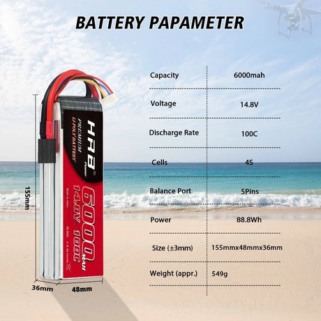 HRB 4S 14,8V 6000mAh 100C TRX