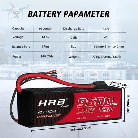 HRB 4S 9500mAh 14,8V 120C TRX LiPo Akku (2 St.)