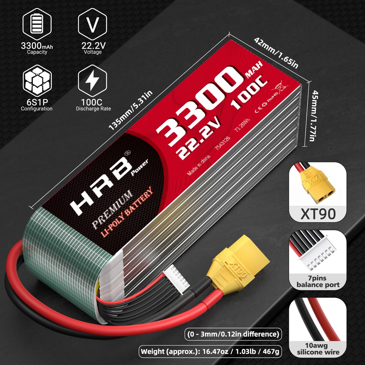 3300mAh / 6S / XT90