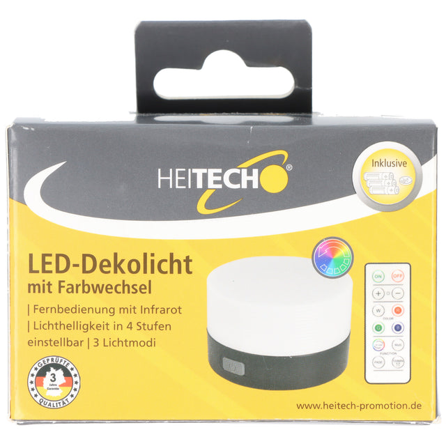 Heitech LED-Dekorationslicht mit Farbwechsel, 4 Helligkeitsstufen, 3 Lichtmodi, Timerfunktion, inkl. Fernbedienung mit Infrarot