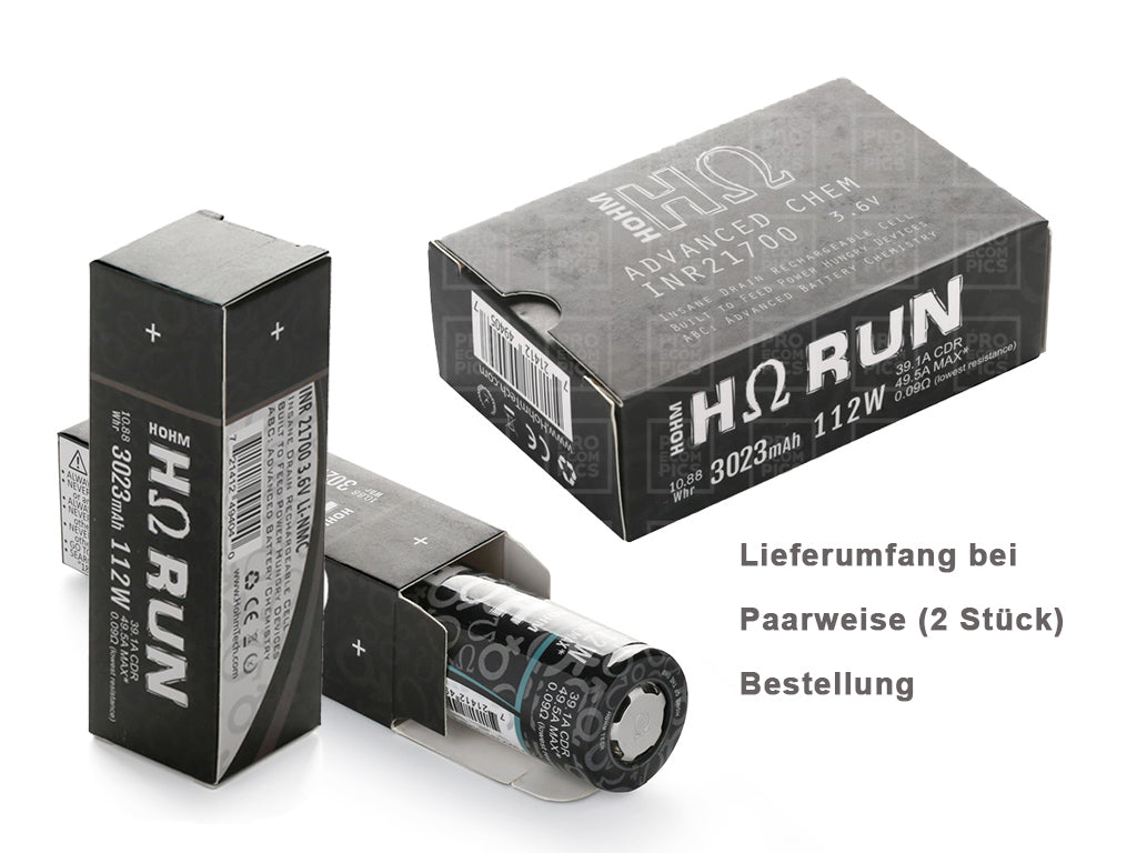 HohmTech Run 21700 3023mAh max. *49,5A Lithium-Ionen-Akku NMC, 3,6V - 3,7V