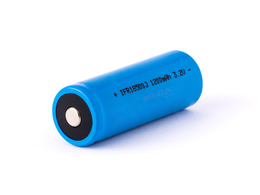 IFR 18500 - 1200mAh 3,2V LiFePo4 Akku (Button Top) ungeschützt