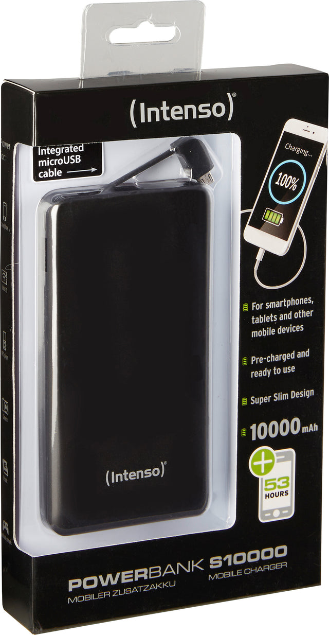 Intenso Akku-Powerbank „XS10000“ – 10.000 mAh, Schwarz, USB-A / Micro-USB / USB-C