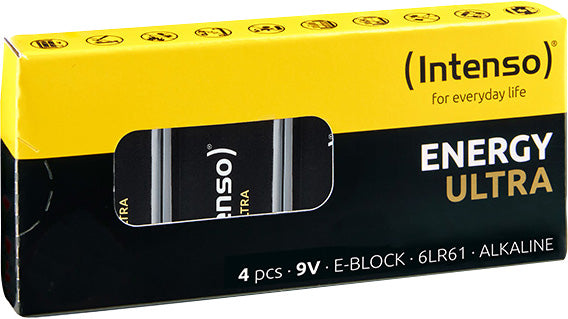 Intenso Batterie Alkaline, E-Block, LR61, 9 Volt – Energy Ultra (4er Pack)