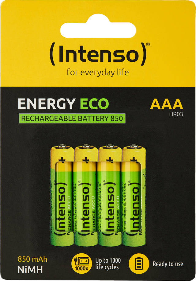 Intenso NiMH-Akku „Energy Eco“ – AAA / HR03, 1,2 Volt, 850 mAh (4er Pack)