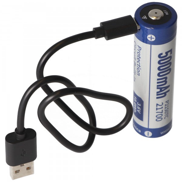 Keeppower 21700 3,7V 5000mAh PCB Schutz inkl. USB-C P2150TC (ohne Kabel) Li-ion Akku (2 Stück)