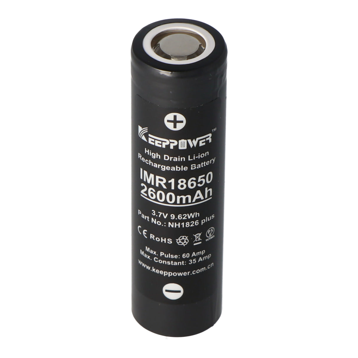 Keeppower IMR18650 Plus 2600mAh 3,7V (US18650VTC5A) 2600mAh (Flat Top) inkl. Akkuschutzbox
