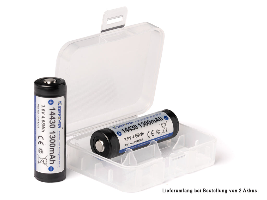 Keeppower 14430 - *1300mAh 3,6V - 3,7V Li-Ionen-Akku mit Schutzelektronik P1443C4