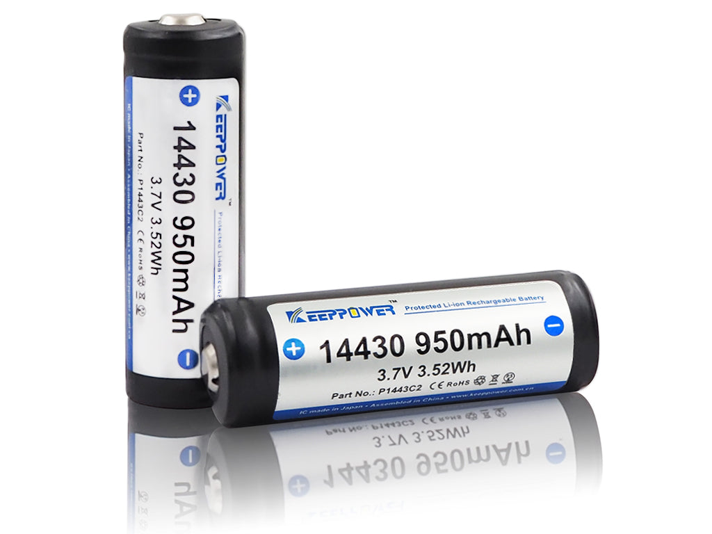 Keeppower 14430 - 950mAh 3,6V - 3,7V Li-Ionen-Akku PCB geschützt P1443C2