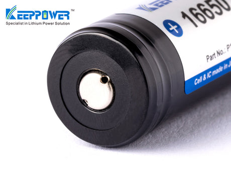 Keeppower 16650 mit 2100mAh 3,6V - 3,7V Li-Ion-Akku geschützt (Pluspol erhöht)