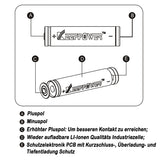 Keeppower 16650 mit 2100mAh 3,6V - 3,7V Li-Ion-Akku geschützt (Pluspol erhöht)