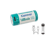 Keeppower 18350 1600mAh 3,7V Li-Ionen-Akku (Wiederaufladbar über USB-C)