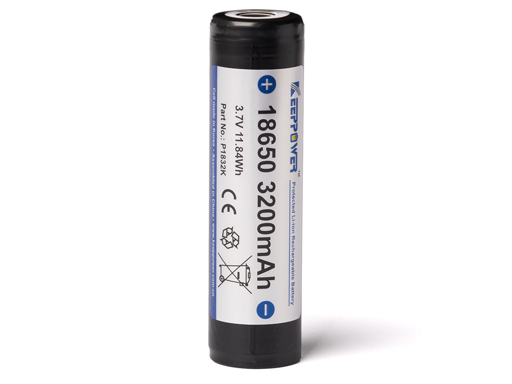 Keeppower 18650 - 3200mAh, 3,6V - 3,7V Li-Ion-Akku PCB geschützt Flacher Pluspol