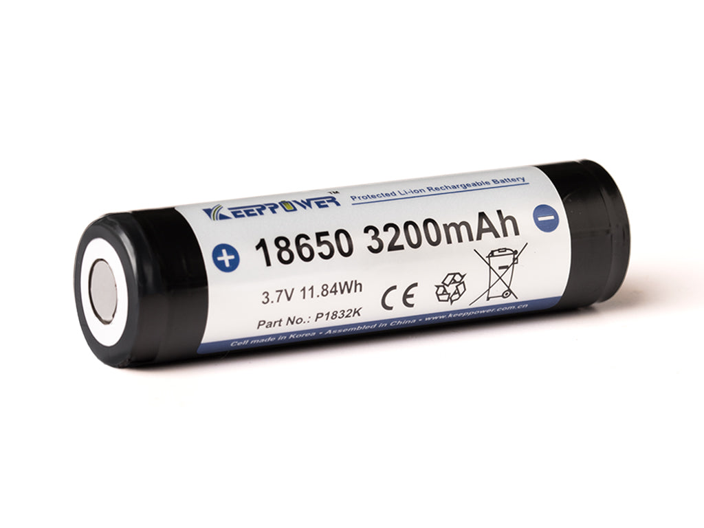 Keeppower 18650 - 3200mAh, 3,6V - 3,7V Li-Ion-Akku PCB geschützt Flacher Pluspol