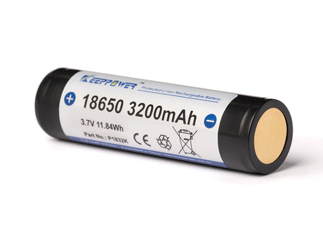 Keeppower 18650 - 3200mAh, 3,6V - 3,7V Li-Ion-Akku PCB geschützt Flacher Pluspol