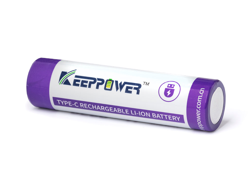 Keeppower 18650 - 3500mAh, Li-Ionen 3,7V - 3,6V - PCB geschützt, mit USB-C Lademöglichkeit P1835TC