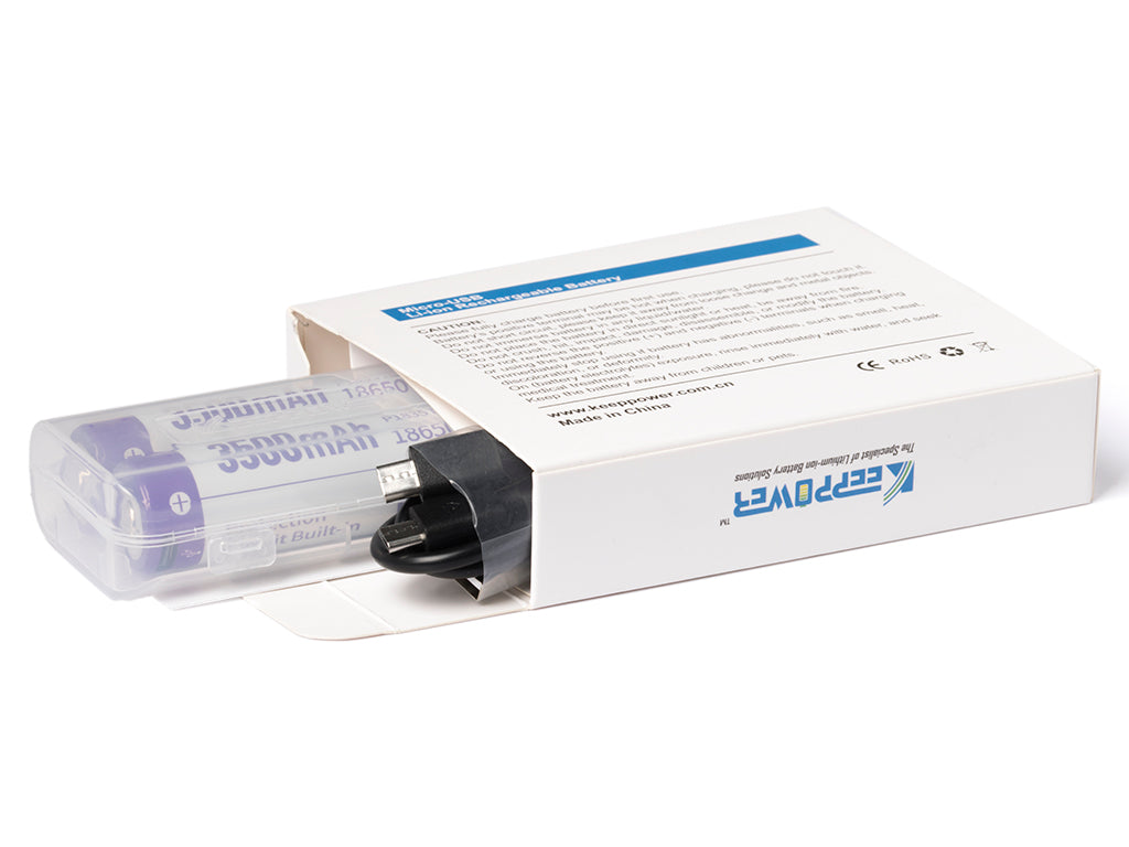 Keeppower 18650 - 3500mAh, Li-Ionen 3,7V - 3,6V - PCB geschützt, mit USB-C Lademöglichkeit P1835TC