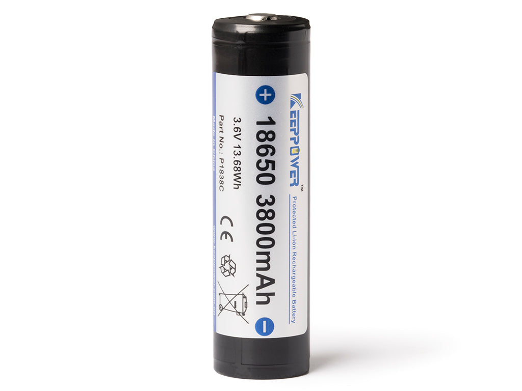 Keeppower 18650 - 3800mAh 3,6V - 3,7V Li-Ion-Akku geschützt (Pluspol erhöht) P1838C