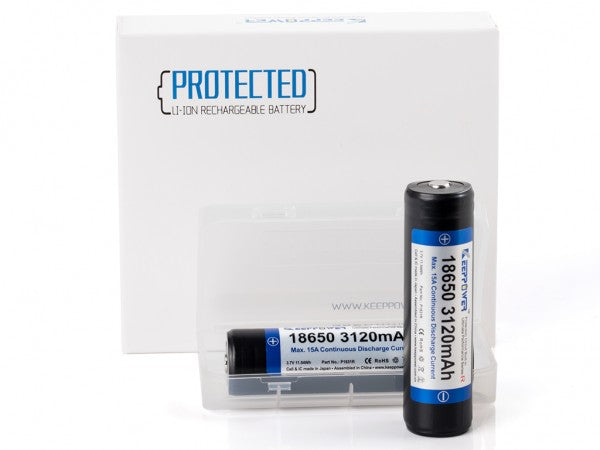 Keeppower 18650 3,7V 3120mAh geschützt (Pluspol erhöht) Li-Ion Akku
