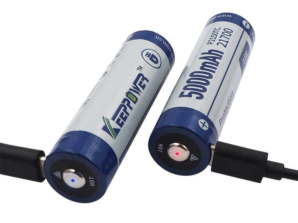Keeppower 21700 5000mAh Li-Ionen 3,7V PCB geschützt USB-C Lademöglichkeit P2150TC