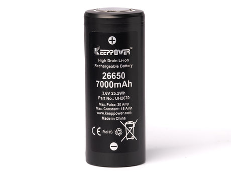 Keeppower 26650 *7000mAh max. 15A Entladestrom 3,6V-3,7V Li-Ionen-Akku