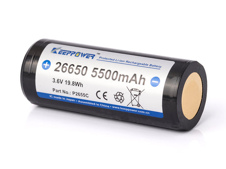 Keeppower 26650 - 5500mAh, 3,6V - 3,7V Li-Ion-Akku PCB geschützt