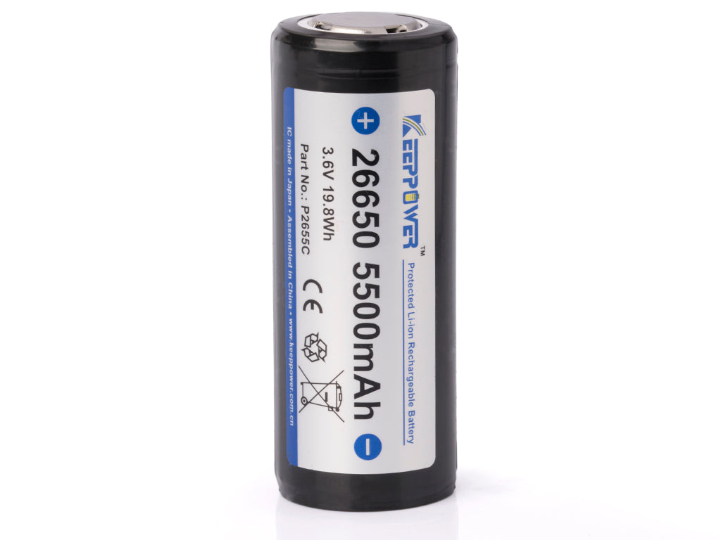 Keeppower 26650 - 5500mAh, 3,6V - 3,7V Li-Ion-Akku PCB geschützt