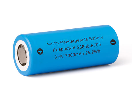 Keeppower 26650-E700 mit 7000 mAh¹, 3,6V-3,7V Li-ionen Akku 15A Entladestrom (konstant)