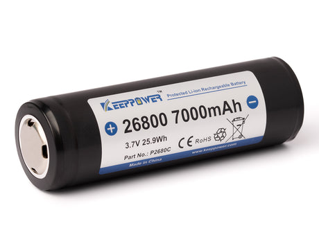Keeppower 26800-P2680C mit 7000 mAh*, 3,6V-3,7V Li-ionen Akku PCB² geschützt