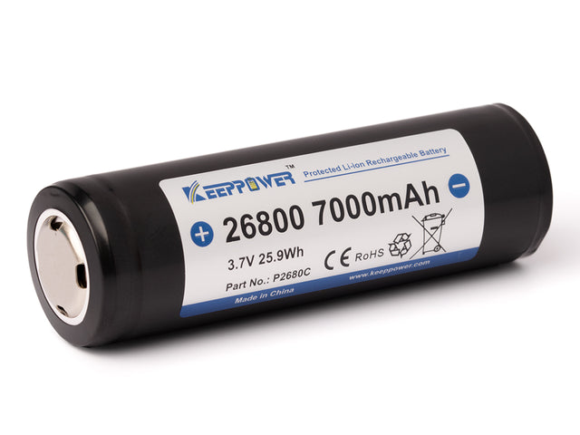 Keeppower 26800-P2680C mit 7000 mAh*, 3,6V-3,7V Li-ionen Akku PCB² geschützt