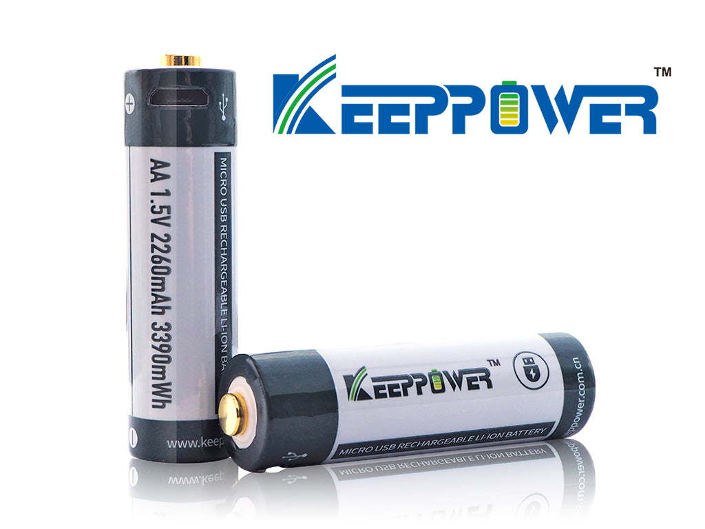 Keeppower AA 1,5V 3390mWh (ca. 2260mAh) Lithium-Ionen-Akku (Wiederaufladbar über micro USB)