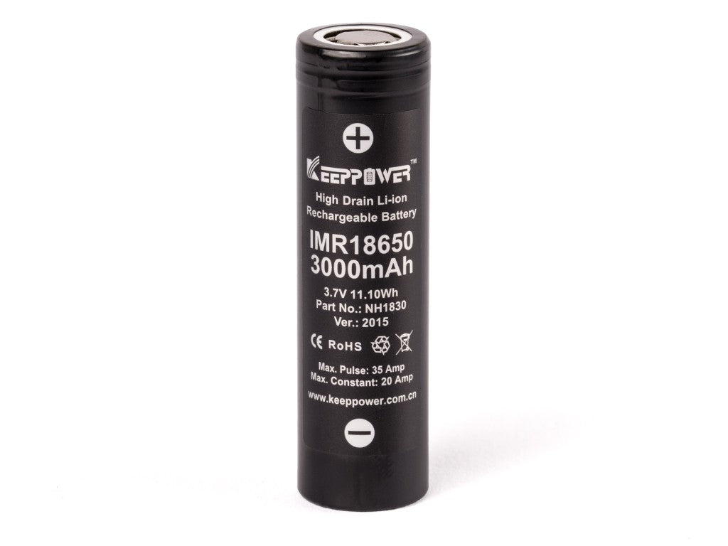 Keeppower IMR18650 - 3000mAh, 3,6V - 3,7V Li-Ion-Akku (Pluspol flach)