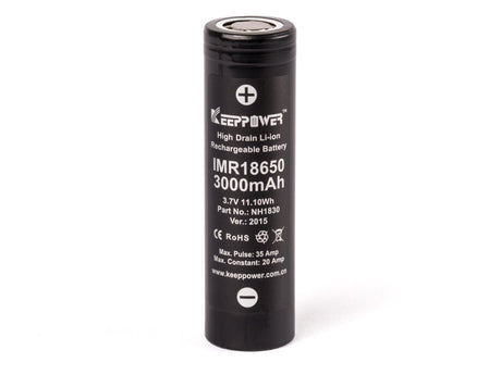 Keeppower IMR18650 - 3000mAh, 3,6V - 3,7V Li-Ion-Akku (Pluspol flach)