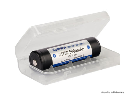 Keeppower Box für 2x 20700 oder 21700 Akkus bis 77mm Länge (transparent) M4