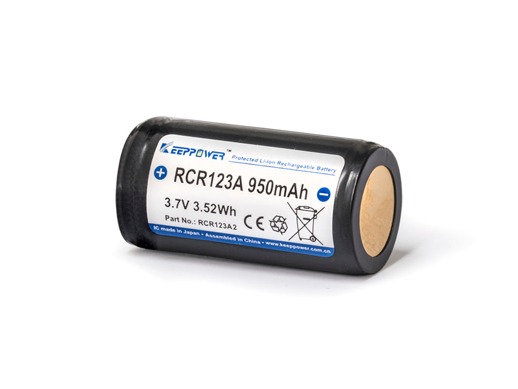 Keeppower RCR123A 16340 - 950mAh, 3,6V - 3,7V Li-Ionen-Akku *PCB/BMS