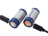 Keeppower RCR123A 3.0 Volt 880mAh 1,5A Lithium Ionen Akku 16340 micro USB
