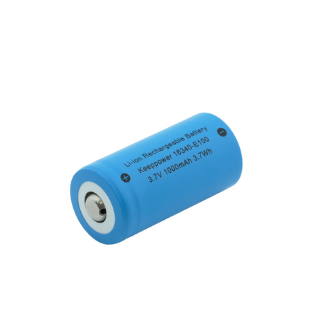 Keeppower 16340-E100 1000mAh, 3,6V - 3,7V Li-Ionen-Akku mit erhöhten Pluspol (ohne Schutzelektronik)