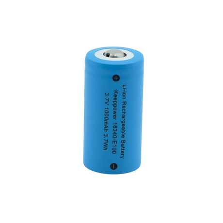 Keeppower 16340-E100 1000mAh, 3,6V - 3,7V Li-Ionen-Akku mit erhöhten Pluspol (ohne Schutzelektronik)