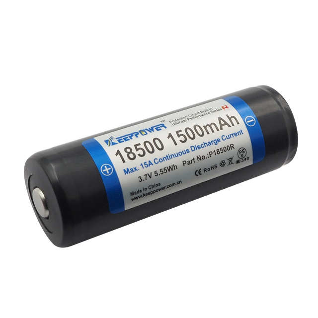 Keeppower 18500 - 1500mAh - R Serie 15A - P18500R 3,7V Li-Ionen-Akku geschützt