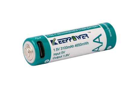 Keeppower AA 1,5 V Li-Ion-Akku mit 3100 mAh* mit Batteriewechsel-Erkennung für Verbraucher
