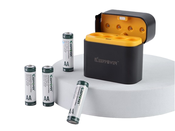 Keeppower I4 Ladegerät mit 4× 1,5V AA Li-Ion-Akkus – USB-C Eingang