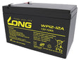 Kung Long WP12-12A F2 VdS Blei-Vlies-Akku, 12Volt, 12Ah mit 6,3mm Faston Anschluss
