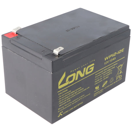 Kung Long WP12-12E F2 Zyklenfest Blei-Vlies-Akku, 12Volt, 12Ah mit 6,3mm Faston Anschluss