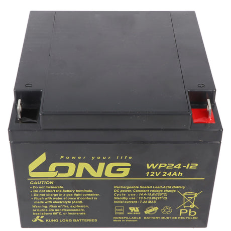 Kung Long WP24-12 Akku PB Blei 12 Volt mit 24Ah und M5 Flachpol Anschluss