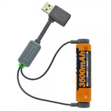 AccuCell USB Ladegerät für 3,7 Volt Li-Ion Akku CR123A, 18650 14350, 14430 mit Lade- und Entladefunktion, mit Magnetkontakten, Ladestrom max. 1A