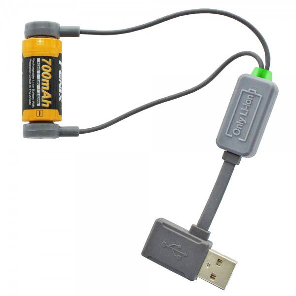 AccuCell USB Ladegerät für 3,7 Volt Li-Ion Akku CR123A, 18650 14350, 14430 mit Lade- und Entladefunktion, mit Magnetkontakten, Ladestrom max. 1A