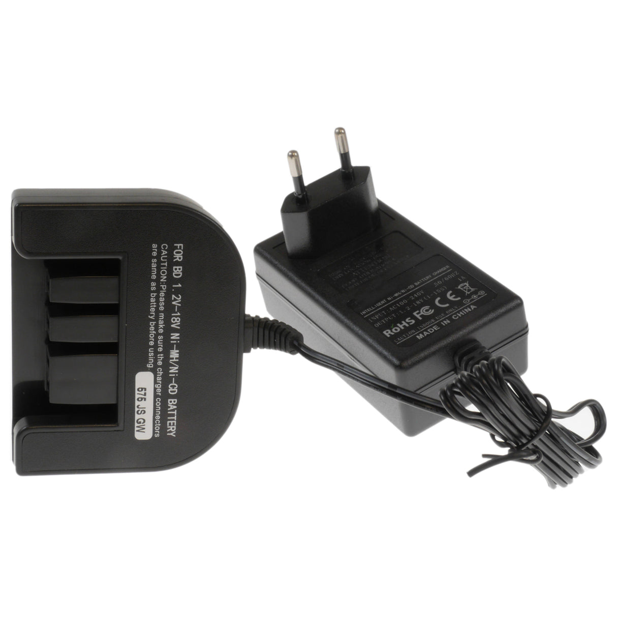 AccuCell Schnell-Ladegerät passend für Black & Decker Akku 244760-00, A1718, A18-XJ, FS18BX, FS18JV, FS18 SBX